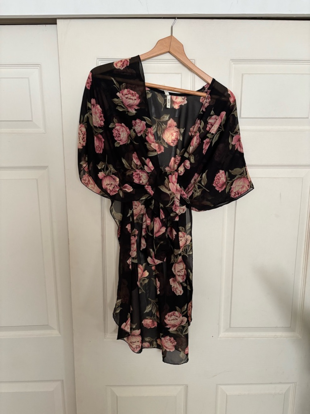 Live 4 TRUTH Black Floral Sheer Top with Pink Rose Print